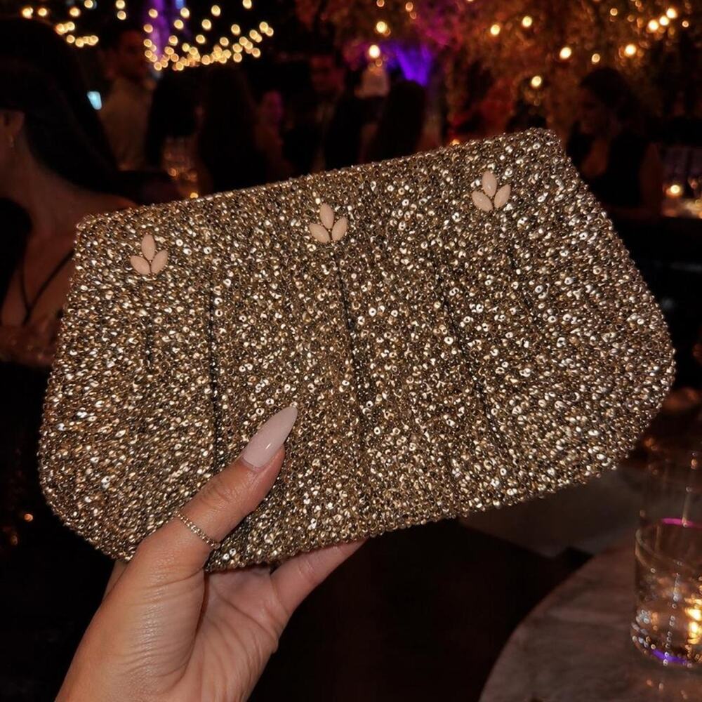 Champagne Gold Sequin Evening Clutch